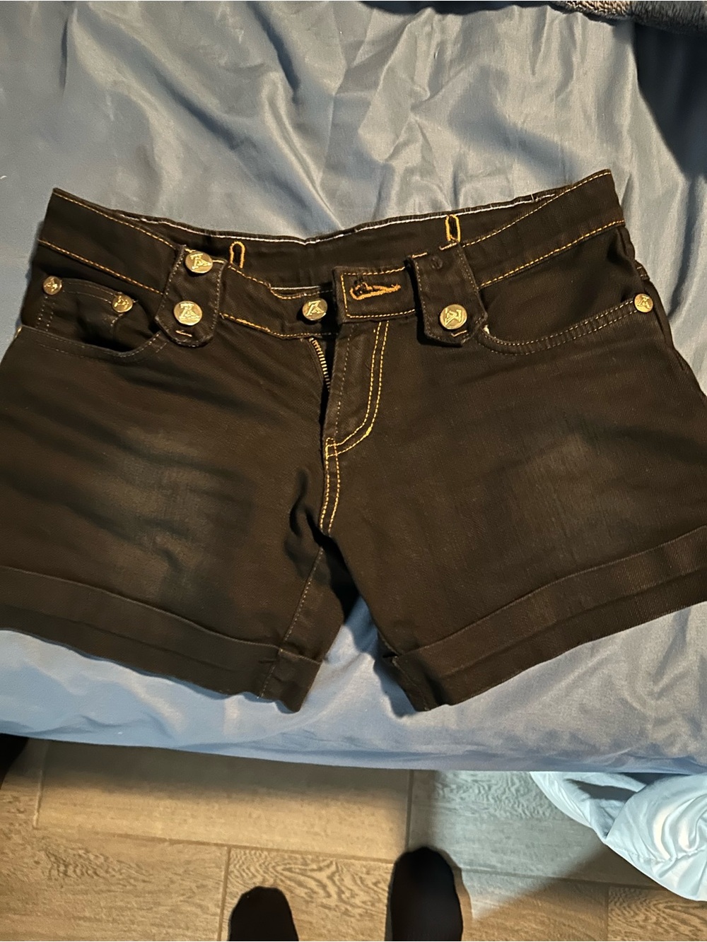 Black Women's Louis Vuitton Denim Shorts with Contrast Stitching